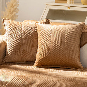 Housse de canapé antidérapante chaude en peluche motif feuilles