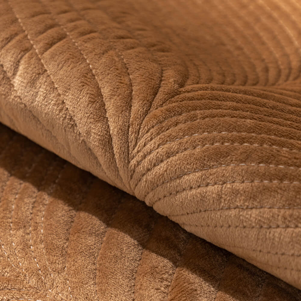 Housse de canapé antidérapante chaude en peluche motif feuilles
