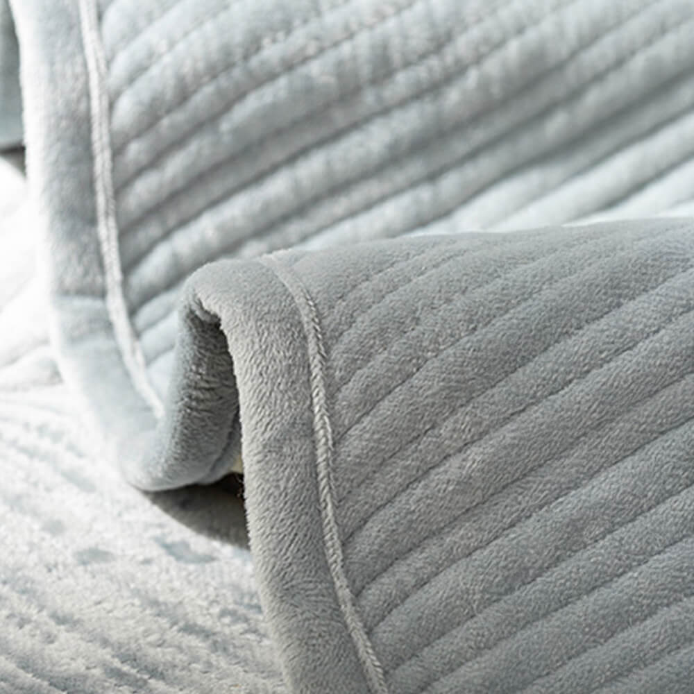 Housse de canapé antidérapante chaude en peluche motif feuilles