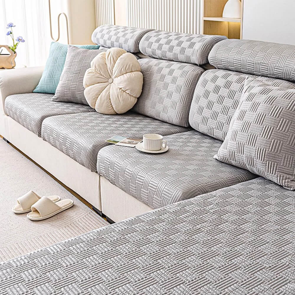 Housse de canapé extensible magique motif géométrique style moderne