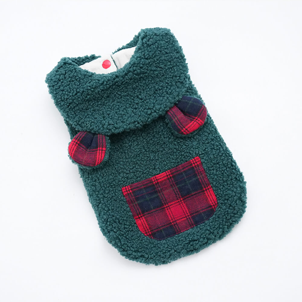 Gilet pour chien en sherpa à bordure écossaise idéal pour l'hiver confortable et mignon
