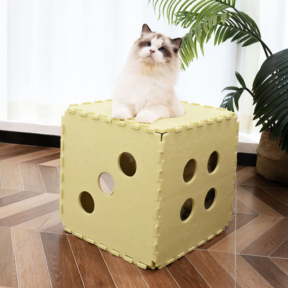 Cube en feutre résistant aux rayures multifonctionnel et amovible pour chat
