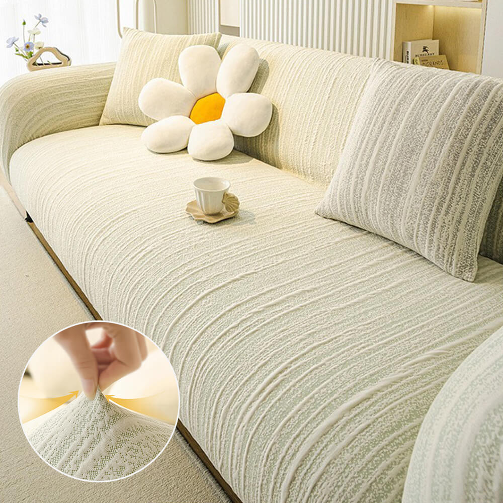Housse de canapé en coton texturé résistante aux rayures effet magique
