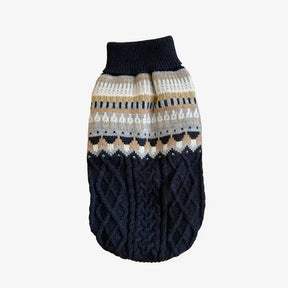 Pull en lin tricoté avec motif Fair Isle et col classique pour chien