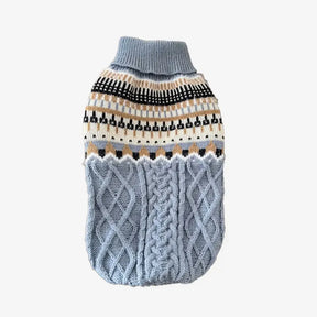 Pull en lin tricoté avec motif Fair Isle et col classique pour chien