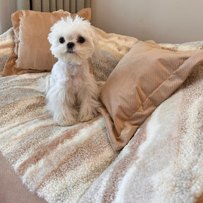 Canapé-lit pour chien en polaire à blocs de couleurs tendance