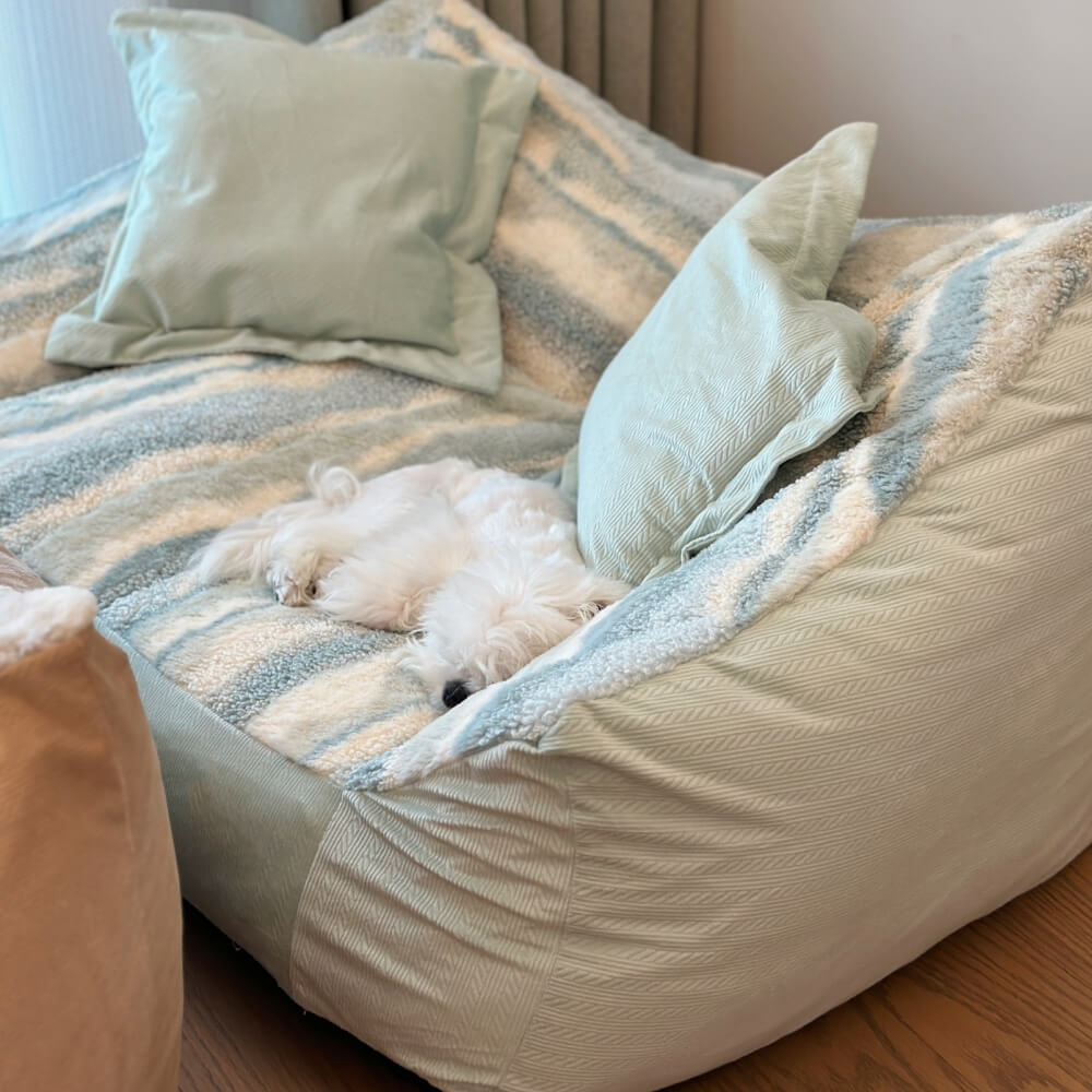 Canapé-lit pour chien en polaire à blocs de couleurs tendance