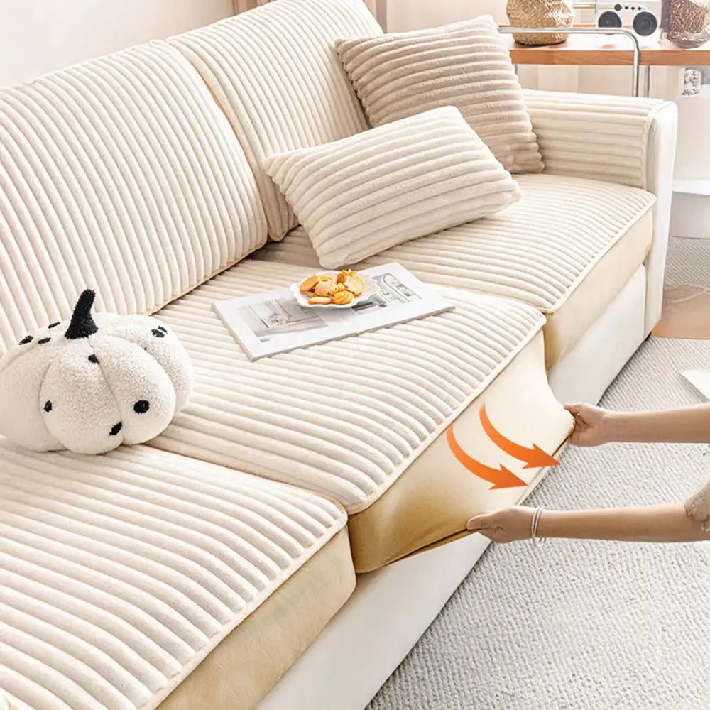 Housse de canapé extensible protectrice en velours droit confortable à la mode