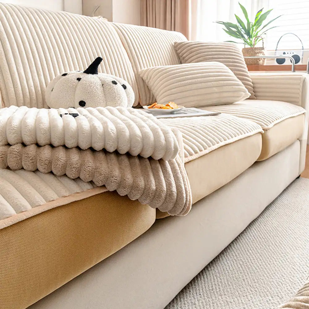 Housse de canapé extensible protectrice en velours droit confortable à la mode
