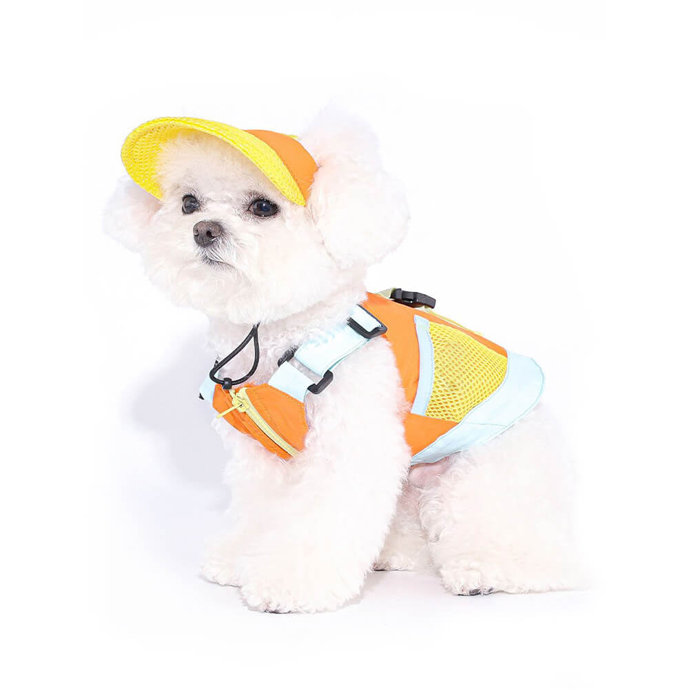 Veste Colorée à la Mode avec Chapeau de Soleil pour Petits Chiens