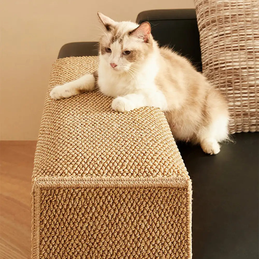 Housse de protection pour accoudoirs de canapé résistante aux griffes en sisal faux pour chats