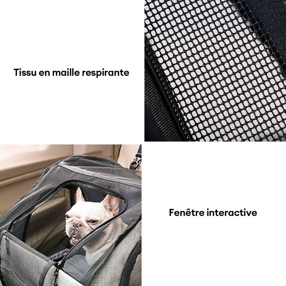 Siège auto et sac de transport pliable pour chien et chat portable et respirant adapté aux voyages