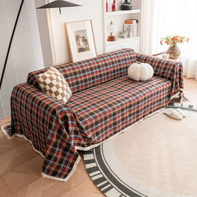 Housse de canapé décorative coloris bloc plaid festif