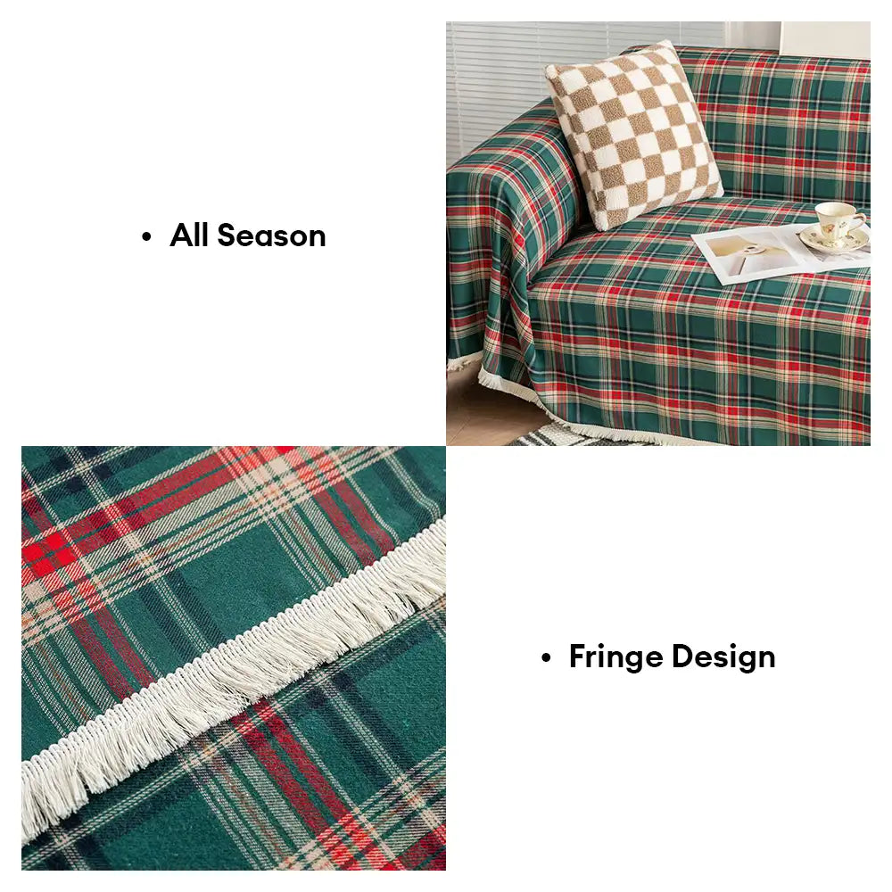 Housse de canapé décorative coloris bloc plaid festif