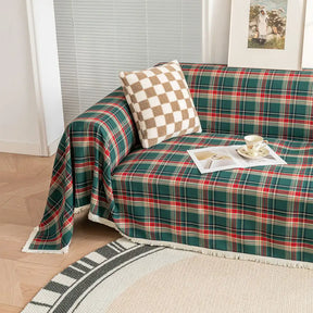 Housse de canapé décorative coloris bloc plaid festif