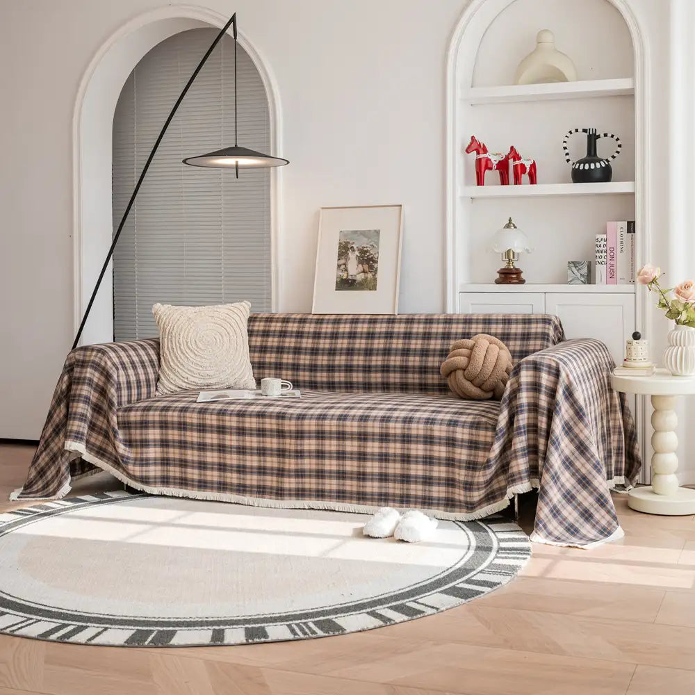 Housse de canapé décorative coloris bloc plaid festif