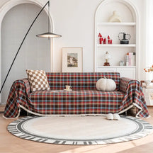 Housse de canapé décorative coloris bloc plaid festif