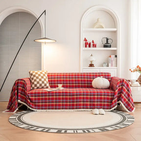 Housse de canapé décorative coloris bloc plaid festif