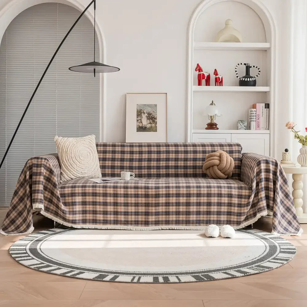 Housse de canapé décorative coloris bloc plaid festif