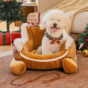 Lit douillet festif pour chien - Traîneau de Noël