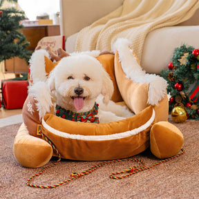 Lit douillet festif pour chien - Traîneau de Noël