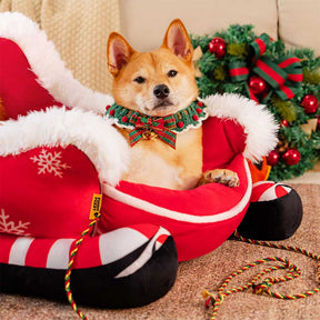 Lit douillet festif pour chien - Traîneau de Noël