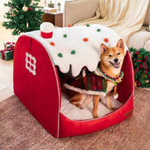 Lit orthopédique pour chien Maison de Neige Festive - Chaleur de Noël