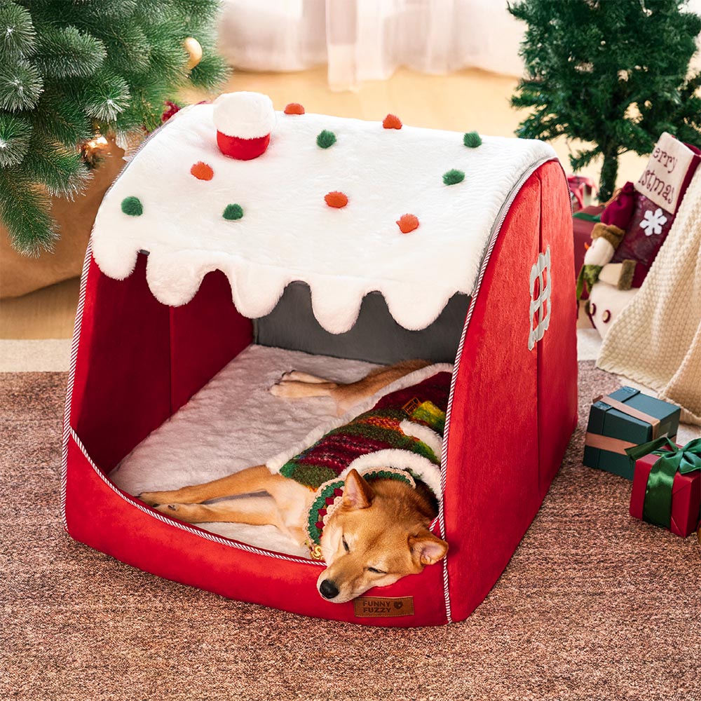 Lit orthopédique pour chien Maison de Neige Festive - Chaleur de Noël