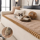 Housse de canapé en flanelle confortable, résistante aux égratignures, avec un motif de pattes mignon et antidérapante - Pattes