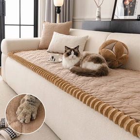 Housse de canapé en flanelle confortable, résistante aux égratignures, avec un motif de pattes mignon et antidérapante - Pattes