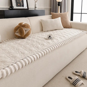 Housse de canapé en flanelle confortable, résistante aux égratignures, avec un motif de pattes mignon et antidérapante - Pattes