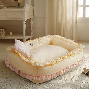 Lit Orthopédique Floral pour Chien avec Oreiller