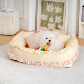 Lit Orthopédique Floral pour Chien avec Oreiller