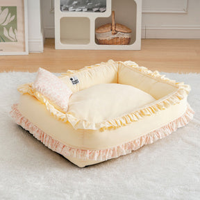 Lit Orthopédique Floral pour Chien avec Oreiller
