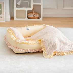 Lit Orthopédique Floral pour Chien avec Oreiller