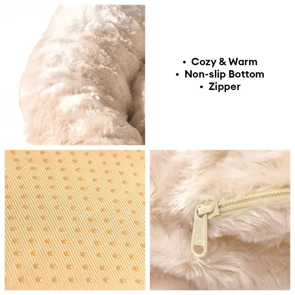 Lit donut pour chien et chat en fausse fourrure de lapin duveteux et chaud