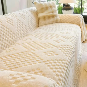 Couverture de canapé en velours jacquard moelleux, épaisse et résistante aux rayures.