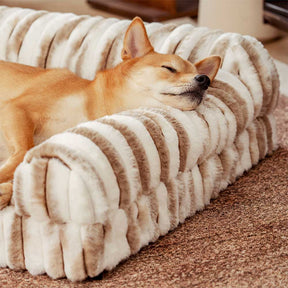 Lit orthopédique pour chien avec coussin moelleux à rayures luxe et confort