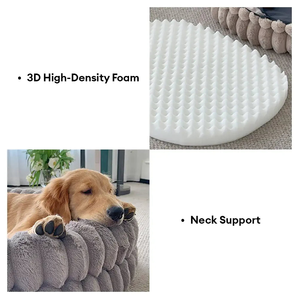 Lit oval pour chien en peluche épaisse réconfortante et chaleureuse