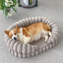 Lit oval pour chien en peluche épaisse réconfortante et chaleureuse