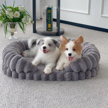 Lit oval pour chien en peluche épaisse réconfortante et chaleureuse