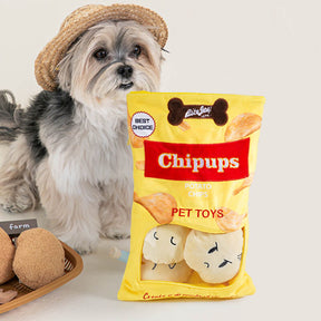 Jouet à mâcher pour chien en forme de chips de pomme de terre et de hamburger avec bruit