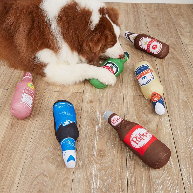 Jouets pour Chien Drôles et Mignons en Peluche avec Siffleur Bière et Boissons