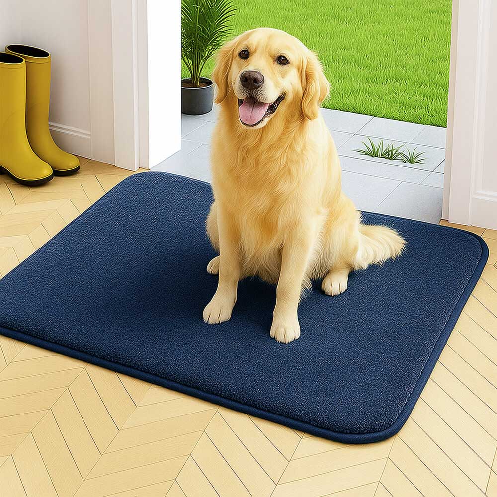 Tapis de porte pour animaux en peluche épaisse absorbant et résistant à la boue pour pattes sales