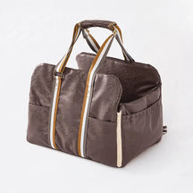 Siège pour animaux de compagnie et transporter de voiture en cuir artificiel deluxe, console centrale de sécurité 3-en-1.