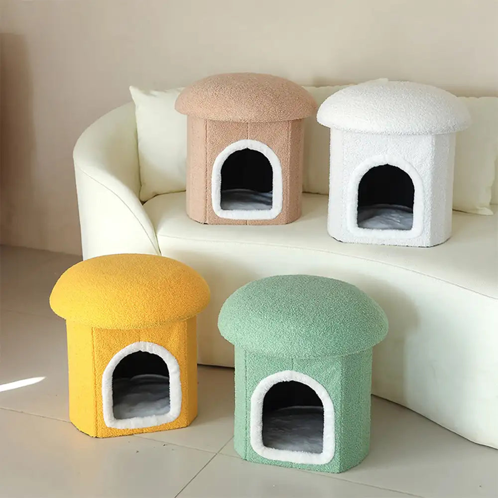 Maison pour animaux portable en forme d'ottoman condo pliable pour chat grotte pour chat