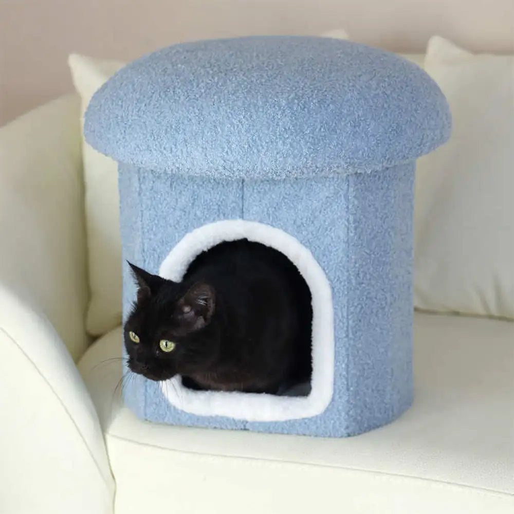 Maison pour animaux portable en forme d'ottoman condo pliable pour chat grotte pour chat