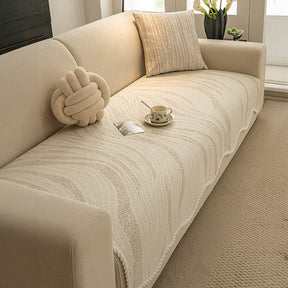 Housse de canapé en soie glacée toucher frais style minimaliste avec bord tressé