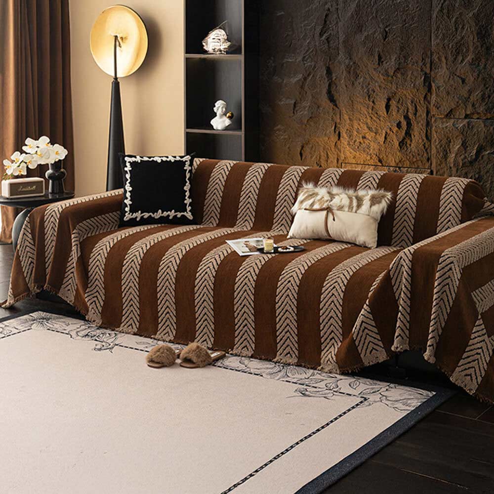 Housse de couchage en chenille chevrons durable avec coutures invisibles