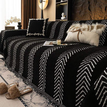 Housse de couchage en chenille chevrons durable avec coutures invisibles
